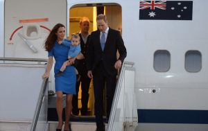 Kate William and Prince George of Cambridge arrive in Canberra 2014.jpg